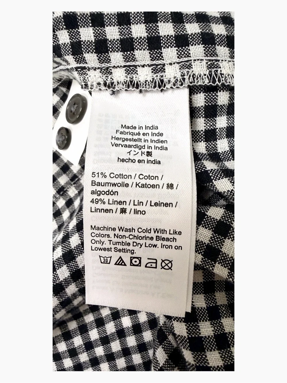 Madewell Relaxed Curved-Hem Button-Up Shirt XS Black White Gingham NWT